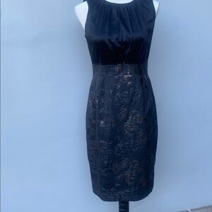 Elie Tahari Midnight Black Brocade Fabric with Silver Detail Size 6 NWT